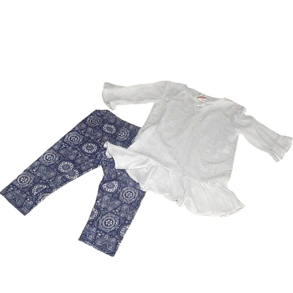 Wonder Nation Girls 4/5 Boho Peasant Blouse & Capri Leggings Set